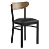 LT&S Boomerang Series Lancaster Table & Seating Boomerang Black Finish Chair With 2 1/2" Black Vinyl Padded Seat And Driftwood Back