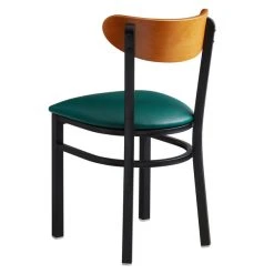 LT&S Boomerang Series Lancaster Table & Seating Boomerang Black Finish Chair With 2 1/2" Green Vinyl Padded Seat And Cherry Wood Back 5 LT&S Boomerang Series Lancaster Table & Seating Boomerang Black Finish Chair With 2 1/2" Green Vinyl Padded Seat And Cherry Wood Back -Zown Shop 1870025