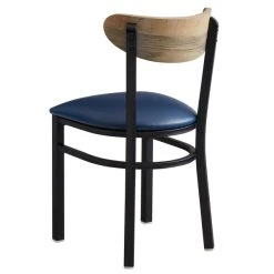 LT&S Boomerang Series Lancaster Table & Seating Boomerang Black Finish Chair With 2 1/2" Navy Vinyl Padded Seat And Driftwood Back 5 LT&S Boomerang Series Lancaster Table & Seating Boomerang Black Finish Chair With 2 1/2" Navy Vinyl Padded Seat And Driftwood Back -Zown Shop 1870056