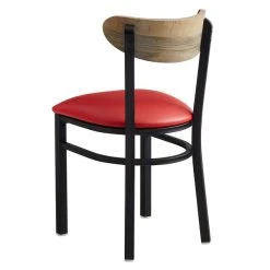 LT&S Boomerang Series Lancaster Table & Seating Boomerang Black Finish Chair With 2 1/2" Red Vinyl Padded Seat And Driftwood Back -Zown Shop 1870075