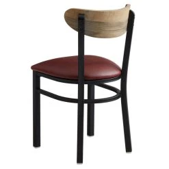 LT&S Boomerang Series Lancaster Table & Seating Boomerang Black Finish Chair With 2 1/2" Burgundy Vinyl Padded Seat And Driftwood Back 5 LT&S Boomerang Series Lancaster Table & Seating Boomerang Black Finish Chair With 2 1/2" Burgundy Vinyl Padded Seat And Driftwood Back -Zown Shop 1870090