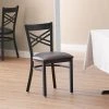 Lancaster Table & Seating Black Finish Cross Back Chair With 2 1/2" Dark Brown Vinyl Padded Seat