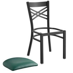 Lancaster Table & Seating Black Finish Cross Back Chair With 2 1/2" Green Vinyl Padded Seat 7 Lancaster Table & Seating Black Finish Cross Back Chair With 2 1/2" Green Vinyl Padded Seat -Zown Shop 1894667