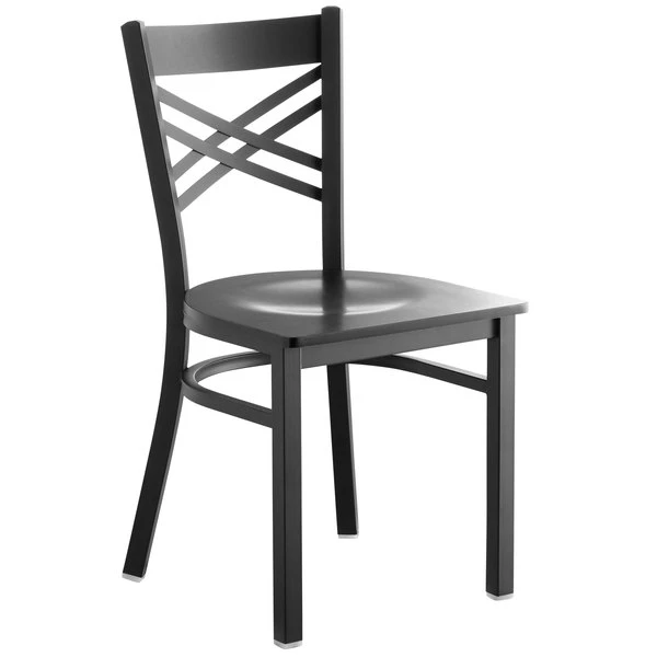 Lancaster Table & Seating Black Finish Cross Back Chair With Black Wood Seat 2 Lancaster Table & Seating Black Finish Cross Back Chair With Black Wood Seat - Image 2