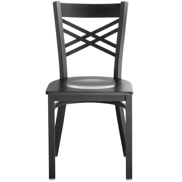 Lancaster Table & Seating Black Finish Cross Back Chair With Black Wood Seat 4 Lancaster Table & Seating Black Finish Cross Back Chair With Black Wood Seat - Image 4