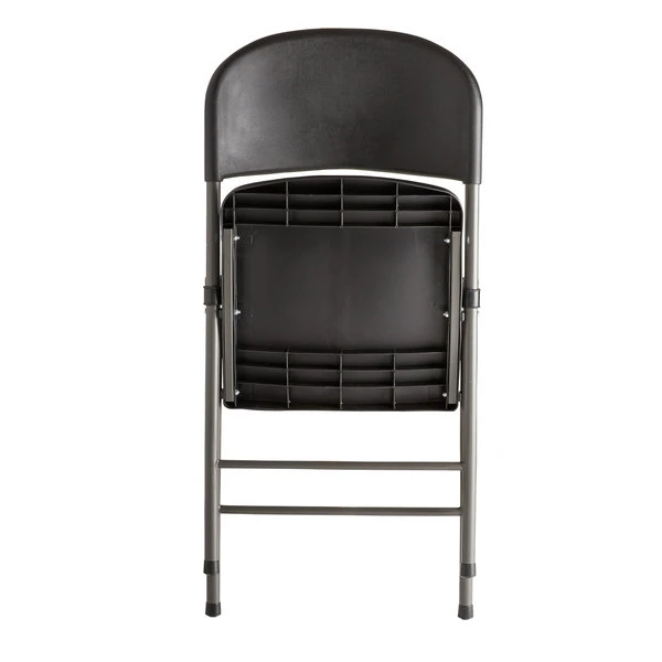 Lancaster Table & Seating Black Contoured Injection Molded Folding Chair With Charcoal Frame 3 Lancaster Table & Seating Black Contoured Injection Molded Folding Chair With Charcoal Frame - Image 3