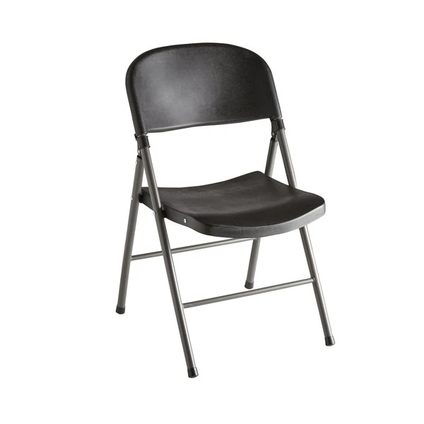 Lancaster Table & Seating Black Contoured Injection Molded Folding Chair With Charcoal Frame 1 Lancaster Table & Seating Black Contoured Injection Molded Folding Chair With Charcoal Frame