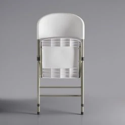 Lancaster Table & Seating White Contoured Injection Molded Folding Chair With Gray Frame 5 Lancaster Table & Seating White Contoured Injection Molded Folding Chair With Gray Frame -Zown Shop 1907143