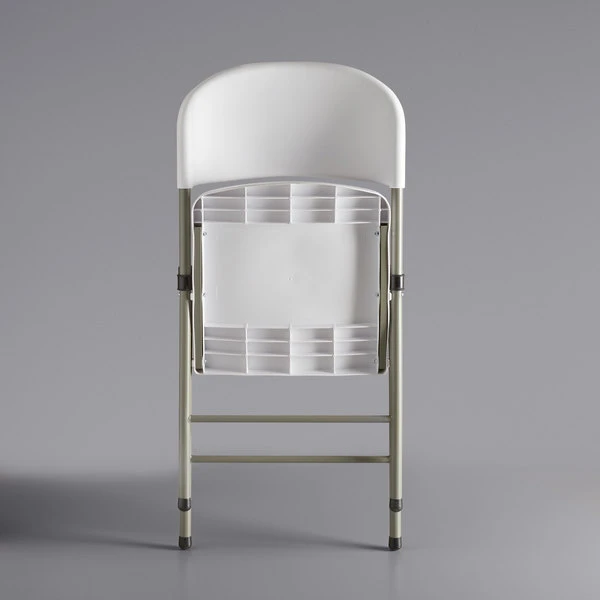 Lancaster Table & Seating White Contoured Injection Molded Folding Chair With Gray Frame 3 Lancaster Table & Seating White Contoured Injection Molded Folding Chair With Gray Frame - Image 3