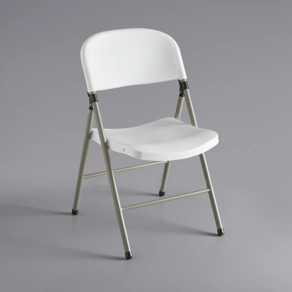 Lancaster Table & Seating White Contoured Injection Molded Folding Chair With Gray Frame 1 Lancaster Table & Seating White Contoured Injection Molded Folding Chair With Gray Frame