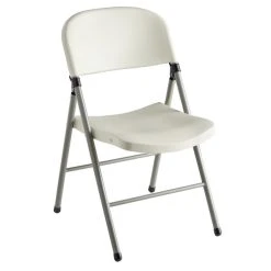 Lancaster Table & Seating Almond Contoured Injection Molded Folding Chair With Charcoal Frame