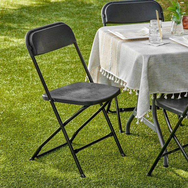 Lancaster Table & Seating Black Textured And Contoured Folding Chair 1 Lancaster Table & Seating Black Textured And Contoured Folding Chair