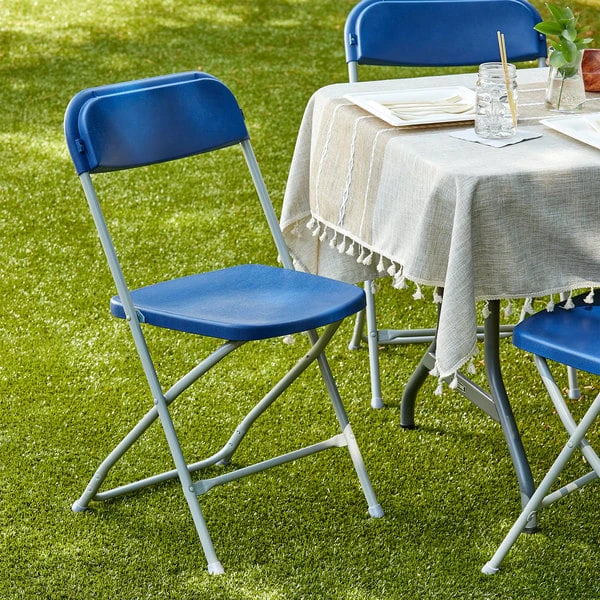 Lancaster Table & Seating Blue Textured And Contoured Folding Chair 1 Lancaster Table & Seating Blue Textured And Contoured Folding Chair