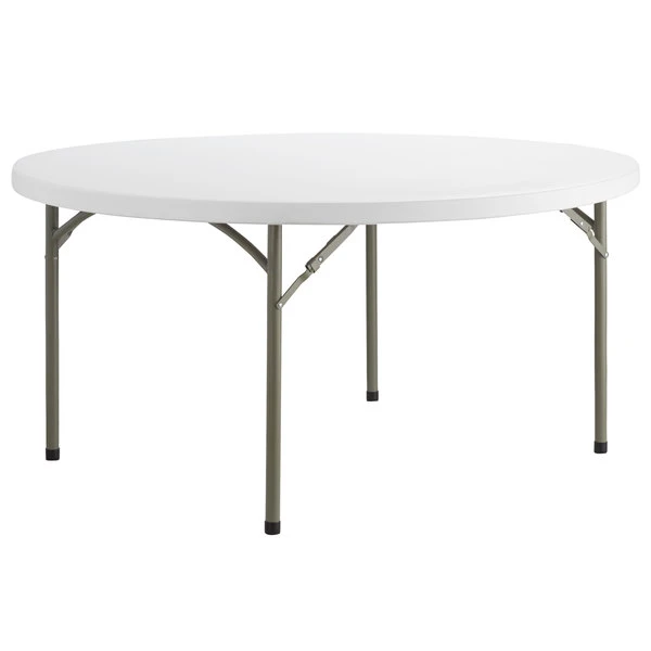 Lancaster Table & Seating 60" Round Heavy-Duty Granite White Plastic Folding Table 2 Lancaster Table & Seating 60" Round Heavy-Duty Granite White Plastic Folding Table - Image 2