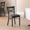 Lancaster Table & Seating Black Finish Cross Back Chair With 2 1/2" Black Vinyl Padded Seat