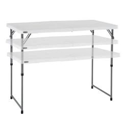 Lifetime 4428 48" X 24" White Granite Plastic Light-Duty Adjustable Fold-In-Half Table -Zown Shop 1914840