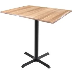 Holland Bar Stool OD211-3042BWOD3048NAT EnduroTop 30" X 48" Natural Wood Laminate Indoor / Outdoor Bar Height Table With Cross Base