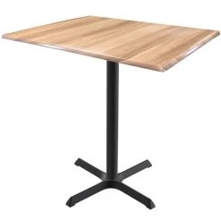 Holland Bar Stool OD211-3036BWOD3048NAT EnduroTop 30" X 48" Natural Wood Laminate Indoor / Outdoor Counter Height Table With Cross Base