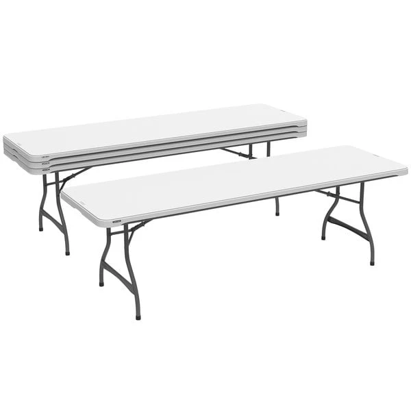 Lifetime 80344 96" X 30" White Granite Plastic Nesting Folding Table - 4/Pack 3 Lifetime 80344 96" X 30" White Granite Plastic Nesting Folding Table - 4/Pack - Image 3