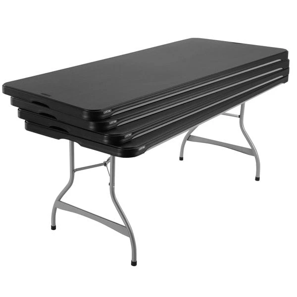 Lifetime 480350 72" X 30" Black Plastic Nesting Folding Table - 4/Pack 2 Lifetime 480350 72" X 30" Black Plastic Nesting Folding Table - 4/Pack - Image 2