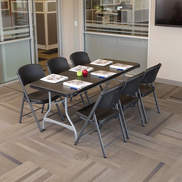 Lifetime 480350 72" X 30" Black Plastic Nesting Folding Table - 4/Pack 4 Lifetime 480350 72" X 30" Black Plastic Nesting Folding Table - 4/Pack - Image 4
