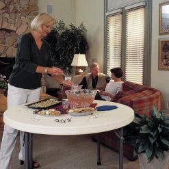 Lifetime 22968 46" Round Almond Plastic Folding Table
