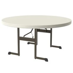 Lifetime 80252 60" Round Almond Professional-Grade Plastic Folding Table