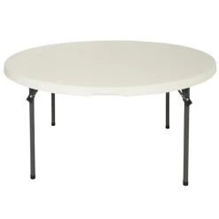 Lifetime 280435 60" Round Almond Plastic Nesting Folding Table