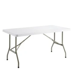 Lancaster Table & Seating 30" X 60" Heavy-Duty Granite White Plastic Folding Table
