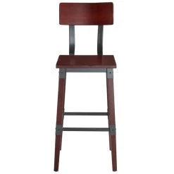 Lancaster Table & Seating Rustic Industrial Bar Height Chair With Mahogany Finish -Zown Shop 1929127