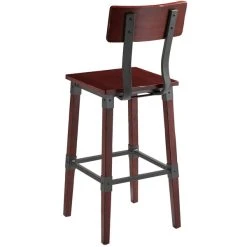 Lancaster Table & Seating Rustic Industrial Bar Height Chair With Mahogany Finish -Zown Shop 1929129