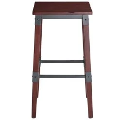 Lancaster Table & Seating Rustic Industrial Backless Bar Stool With Mahogany Finish -Zown Shop 1929130