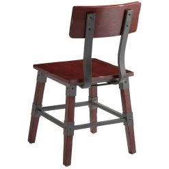 Lancaster Table & Seating Rustic Industrial Dining Side Chair With Mahogany Finish -Zown Shop 1929151