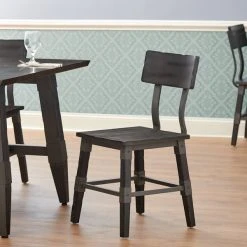 Lancaster Table & Seating Rustic Industrial Dining Side Chair With Slate Gray Finish