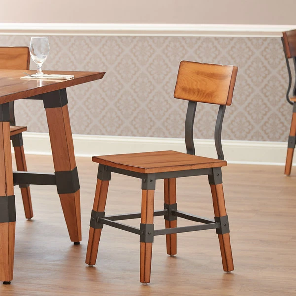 Lancaster Table & Seating Rustic Industrial Dining Side Chair With Antique Natural Finish 1 Lancaster Table & Seating Rustic Industrial Dining Side Chair With Antique Natural Finish