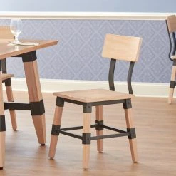 Lancaster Table & Seating Rustic Industrial Dining Side Chair With White Wash Finish