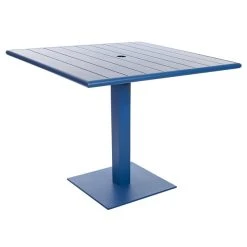 BFM Seating Beachcomber-Margate 32" Square Berry Aluminum Dining Height Outdoor / Indoor Table With Square Base And Umbrella Hole