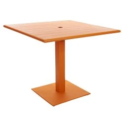 BFM Seating Beachcomber-Margate 32" Square Citrus Aluminum Dining Height Outdoor / Indoor Table With Square Base And Umbrella Hole