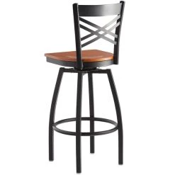 Lancaster Table & Seating Black Finish Cross Back Swivel Bar Stool With Cherry Wood Seat 6 Lancaster Table & Seating Black Finish Cross Back Swivel Bar Stool With Cherry Wood Seat -Zown Shop 1935728