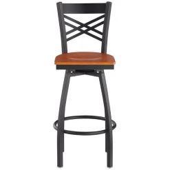 Lancaster Table & Seating Black Finish Cross Back Swivel Bar Stool With Cherry Wood Seat 7 Lancaster Table & Seating Black Finish Cross Back Swivel Bar Stool With Cherry Wood Seat -Zown Shop 1935729