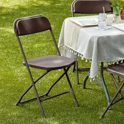 Lancaster Table & Seating Brown Textured And Contoured Folding Chair