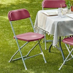 Lancaster Table & Seating Red Textured And Contoured Folding Chair