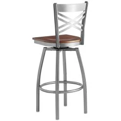 Lancaster Table & Seating Clear Coat Finish Cross Back Swivel Bar Stool With Antique Walnut Wood Seat 6 Lancaster Table & Seating Clear Coat Finish Cross Back Swivel Bar Stool With Antique Walnut Wood Seat -Zown Shop 1937612