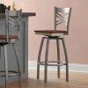 Lancaster Table & Seating Clear Coat Finish Cross Back Swivel Bar Stool With Antique Walnut Wood Seat