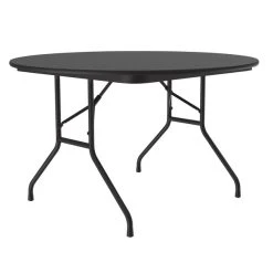 Correll 48" Round Black Granite Light Duty Melamine Folding Table With Black Frame