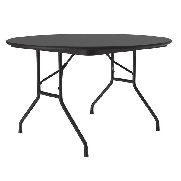 Correll 48" Round Black Granite Light Duty Melamine Folding Table With Black Frame 1 Correll 48" Round Black Granite Light Duty Melamine Folding Table With Black Frame