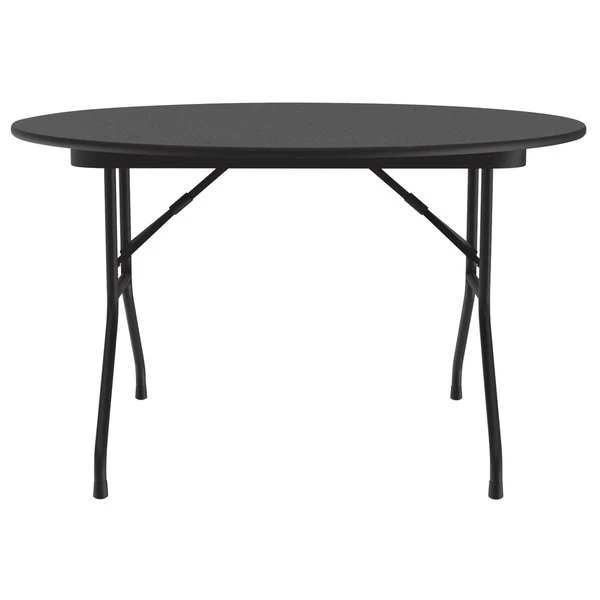 Correll 48" Round Black Granite Light Duty Melamine Folding Table With Black Frame 2 Correll 48" Round Black Granite Light Duty Melamine Folding Table With Black Frame - Image 2