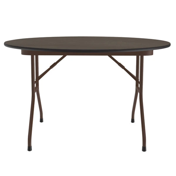 Correll Round Folding Table, 48" Melamine Top, Walnut 2 Correll Round Folding Table, 48" Melamine Top, Walnut - Image 2