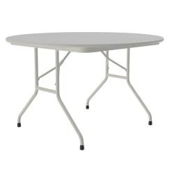 Correll 48" Round Gray Granite Light Duty Melamine Folding Table With Gray Frame