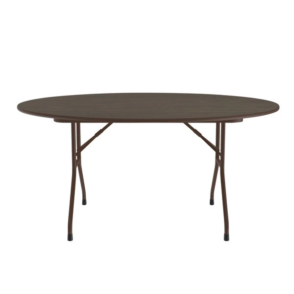 Correll Round Folding Table, 60" Melamine Top, Walnut 2 Correll Round Folding Table, 60" Melamine Top, Walnut - Image 2